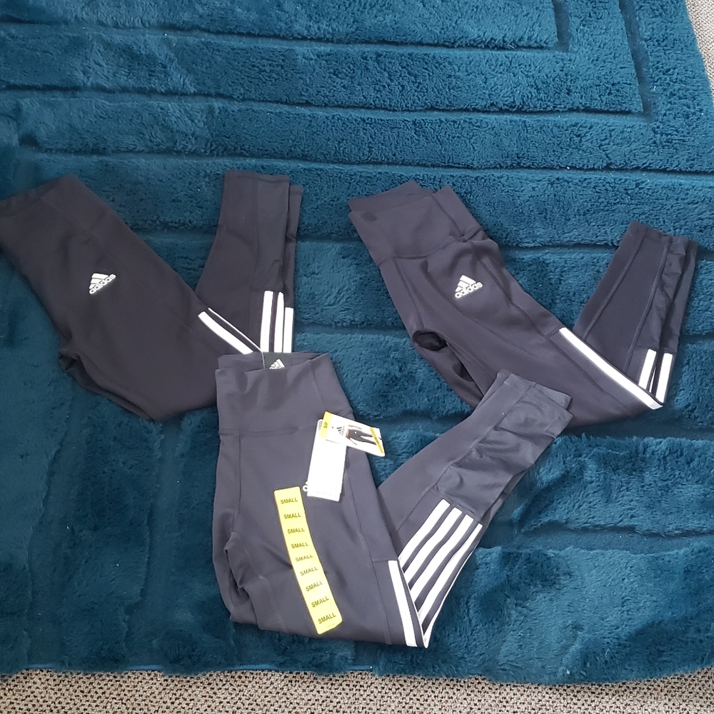 Adidas Black Leggings with White Accents